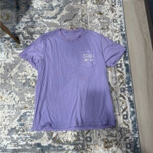 Lauren James Lavender Crewneck Pocket Tee with White Graphic